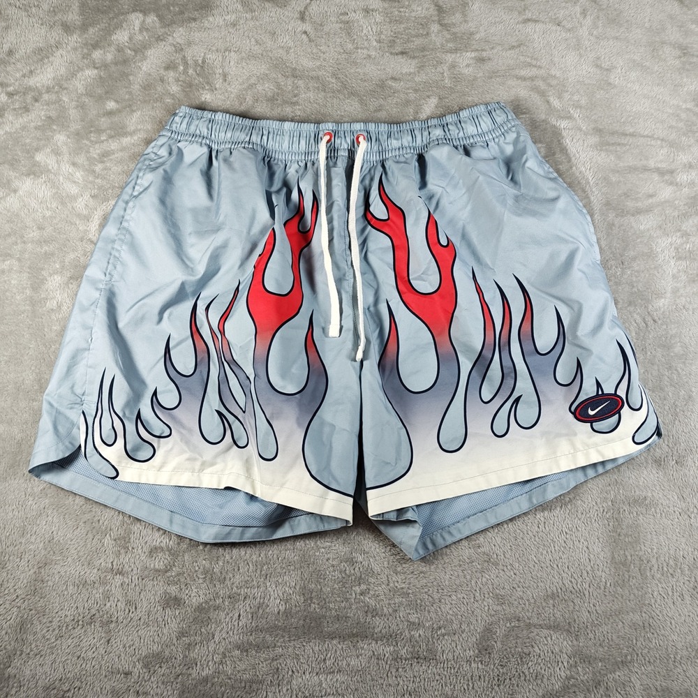 Nike Shorts Mens XL Blue Woven Flow Flame Mesh Lined Volley DV9628 425